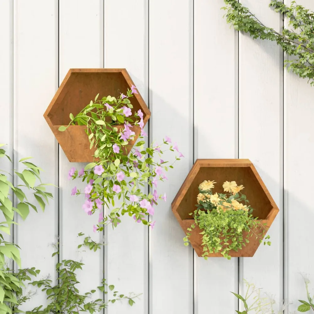 vidaXL Jardinières murales 2 pcs Rouillé Acier corten 30x10x25 cm
