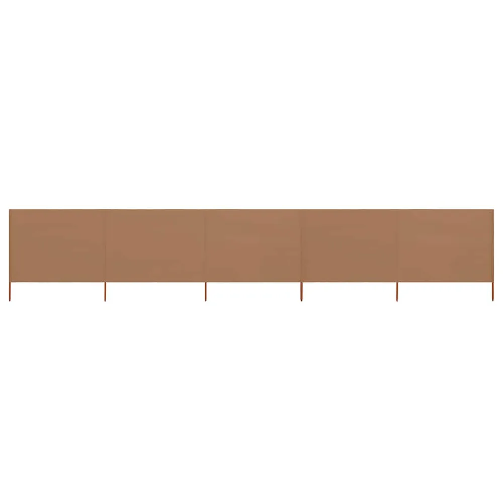 vidaXL Paravent 5 panneaux Tissu 600 x 80 cm Taupe