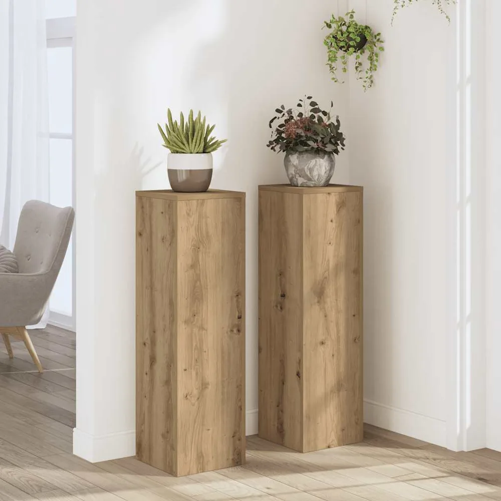 vidaXL Supports pour plantes 2 pcs chêne artisanal bois d'ingénierie