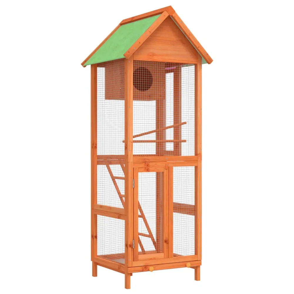 vidaXL Maison à oiseaux marron 60x58,5x160 cm bois massif de pin