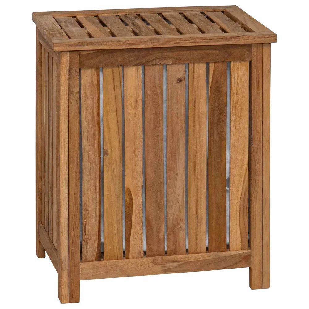 vidaXL Panier à Linge Naturel Bois de teck massif