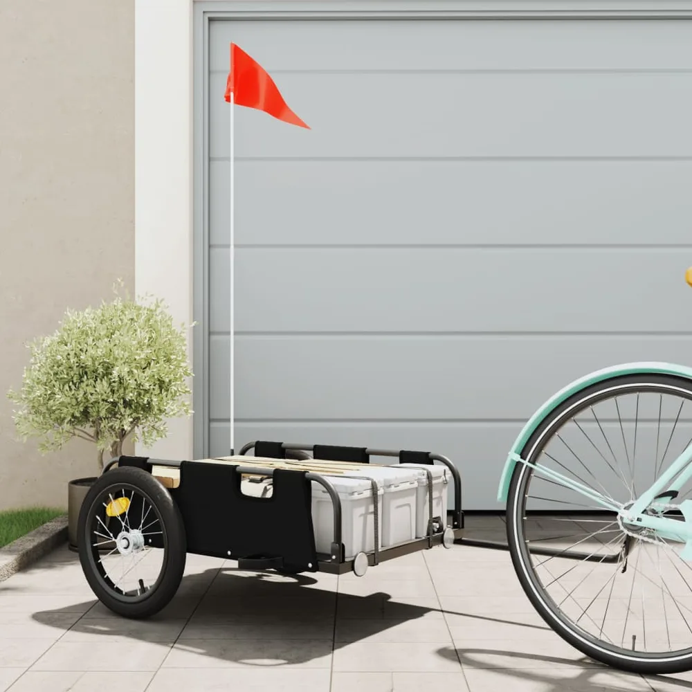vidaXL Remorque de vélo noir tissu oxford et fer