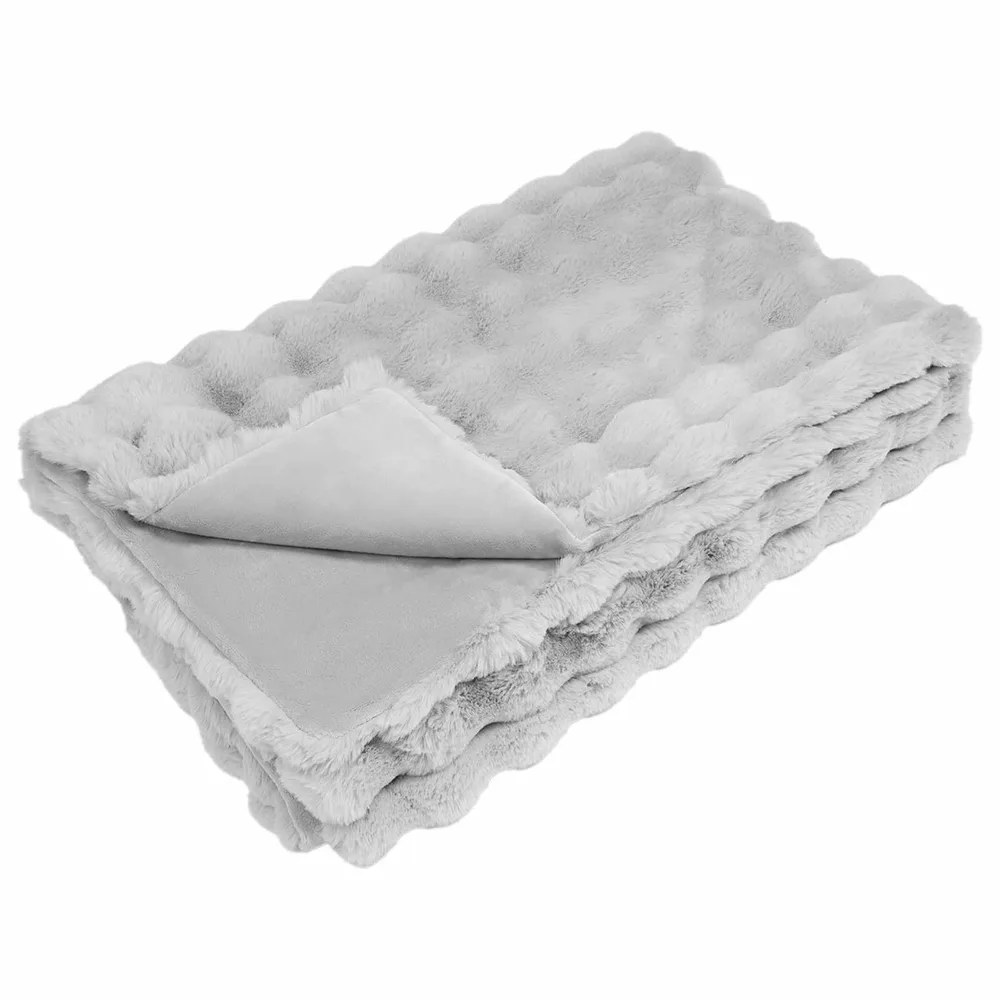 vidaXL Couverture antidérapante en fausse de lapin Olite Gris